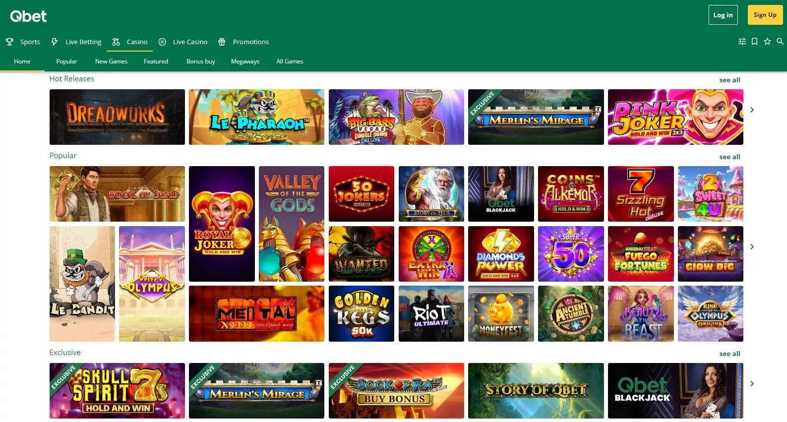 Qbet casino UK GET FREE SPINS